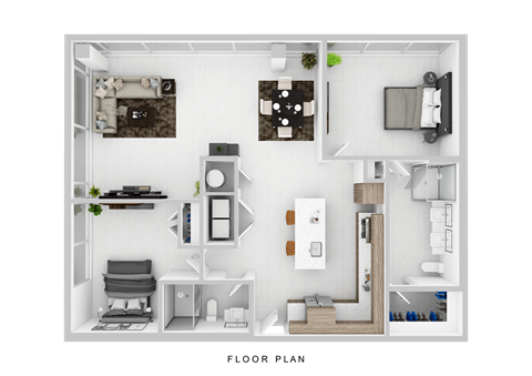 Floor plan for 2 beds, 2 baths, 1295 sqft